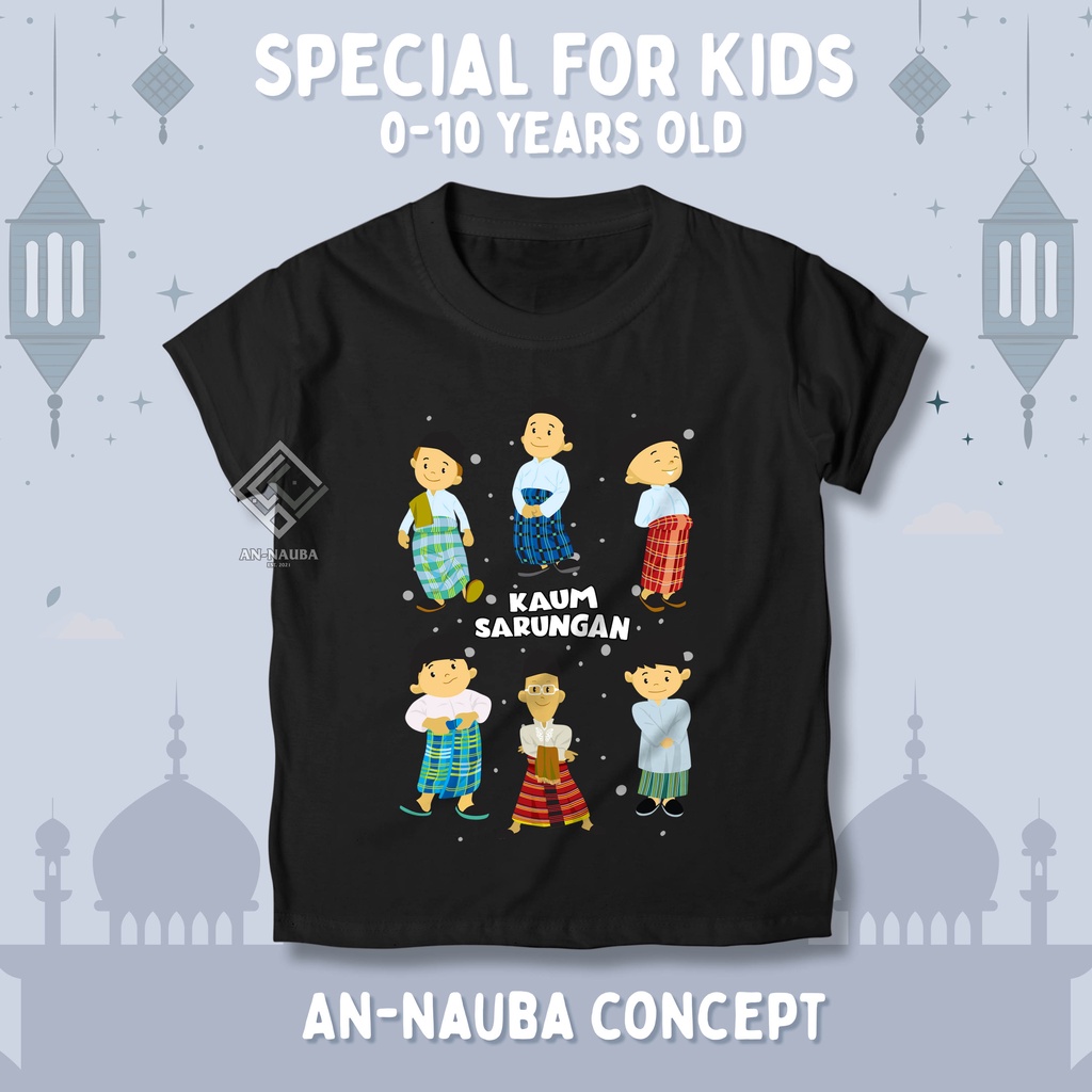 KAOS ANAK SANTRI KAUM SARUNGAN / Baju Dakwah Islami Muslim Anak Usia 0-10 Tahun Laki Laki dan Peremp