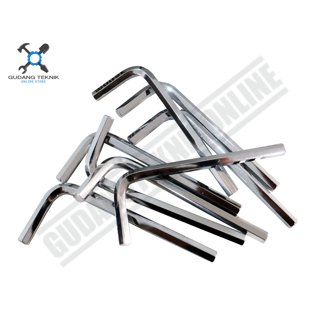 Kunci L Pendek 3mm 4mm 5mm 6mm 8mm MOLLAR SATUAN - Hex Key CRV Short Segi 6 ECERAN 3 4 5 6 8 mm MOLLAR