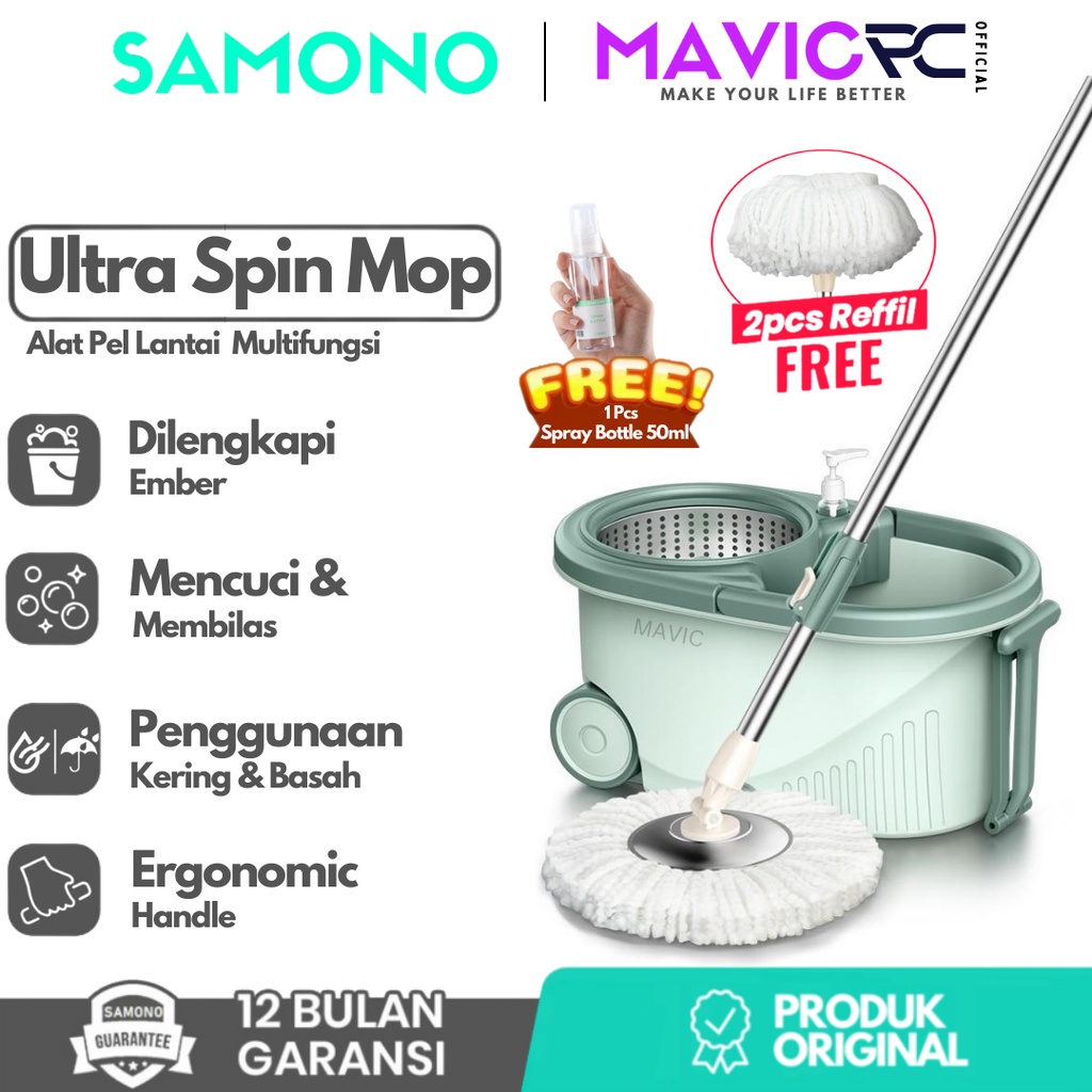 Jual Samono Scm Bonbox Bct Alat Pel Lantai Kain Ultra Spin Mop Tongkat Kain Pel Lantai