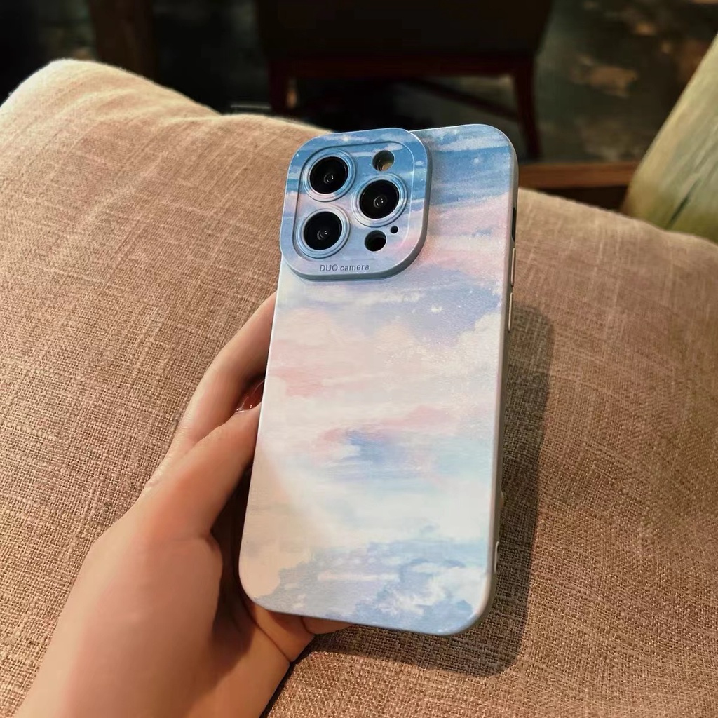 Case Bahan TPU Warna Langit Untuk iPhone 14 14pro 14Plus 14prm 13 13pro 13pro 11 7Plus 8Plus Xr XS 12pro Max