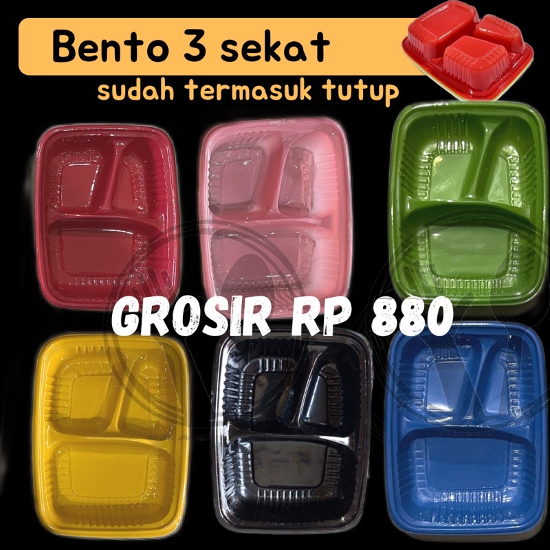 Mika bento mini size S bento 3 sekat bento sekat 3 bento ultah anak mika sekat bento pink bento merah muda bento merah bento kuning bento pastel thinwall sekat box nasi kuning box snack bento 3 sekat hitam bento sekat tiga merah bento warna mika bento