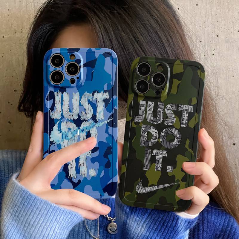 Luxury IMD Case HP iP iPhone X Xr Xs Max14 Plus+Apple11 12 13 Pro Max Sarung Silikon Wanita Casing HP Nike Camouflage