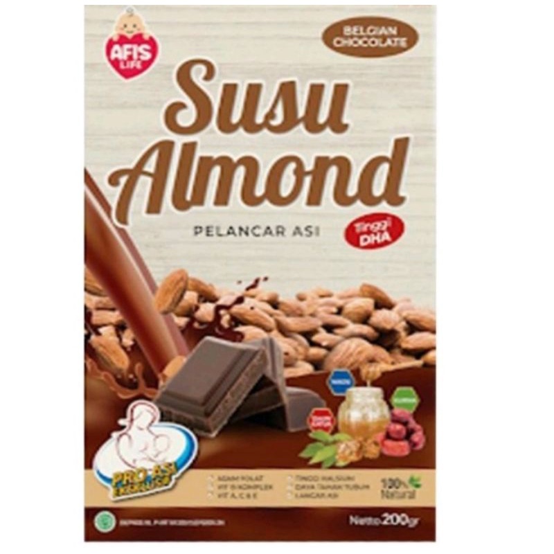 

Afis life Almond susu bubuk almond rasa coklat 200 gram /susu pelancar asi/susu asi booster