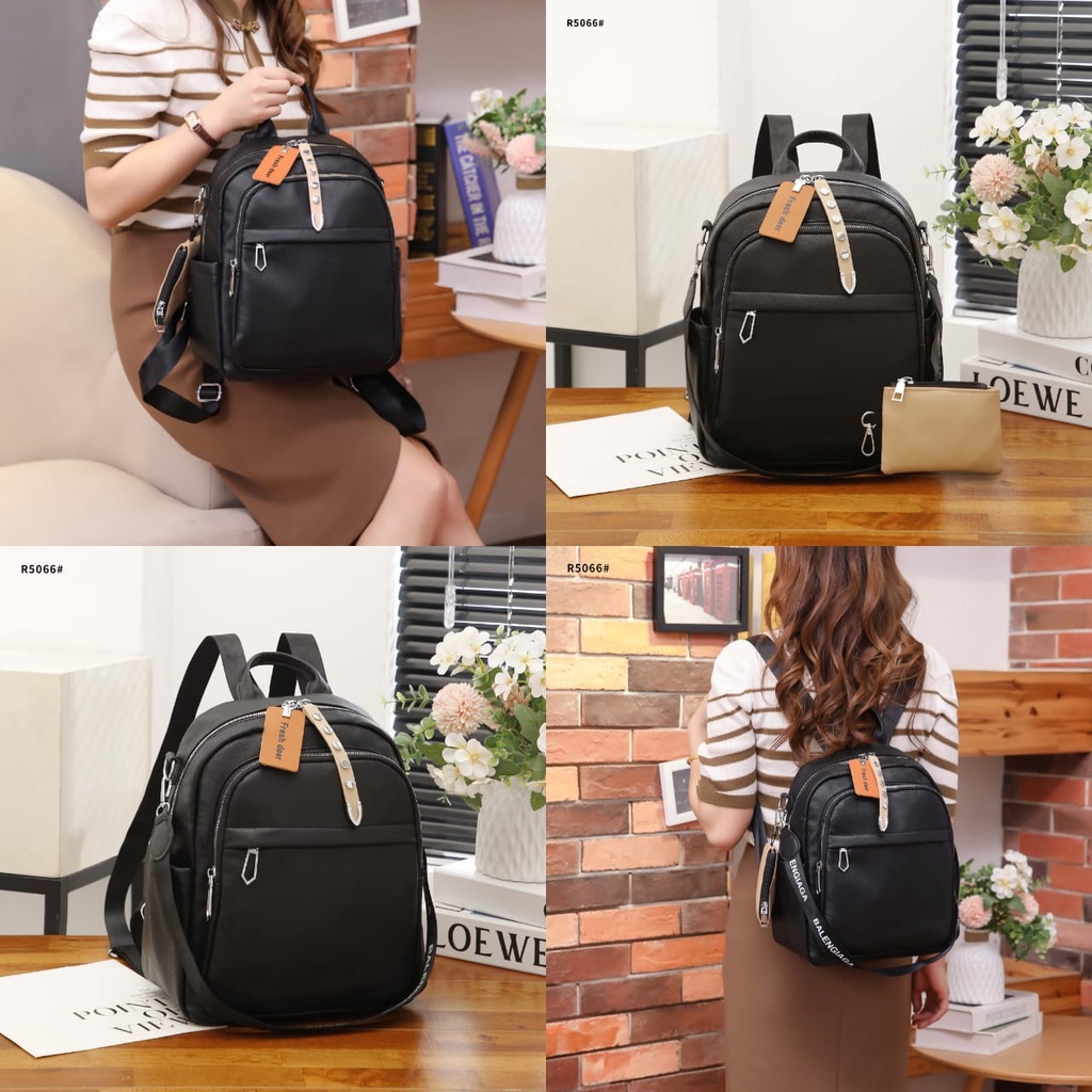 BG Backpack Leather Zip Silver Hardware R3279 R5066 R3320 R5037