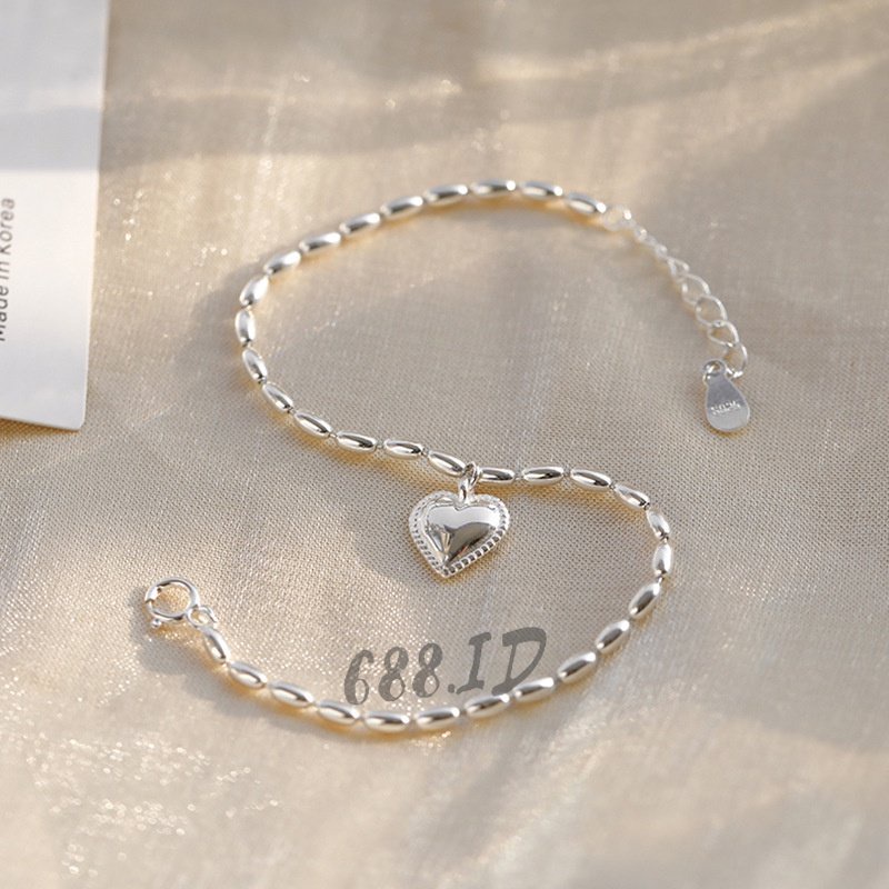 Gelang Rantai Wanita Model Love Hati Cantik Warna Silver Gaya Korea GL 24