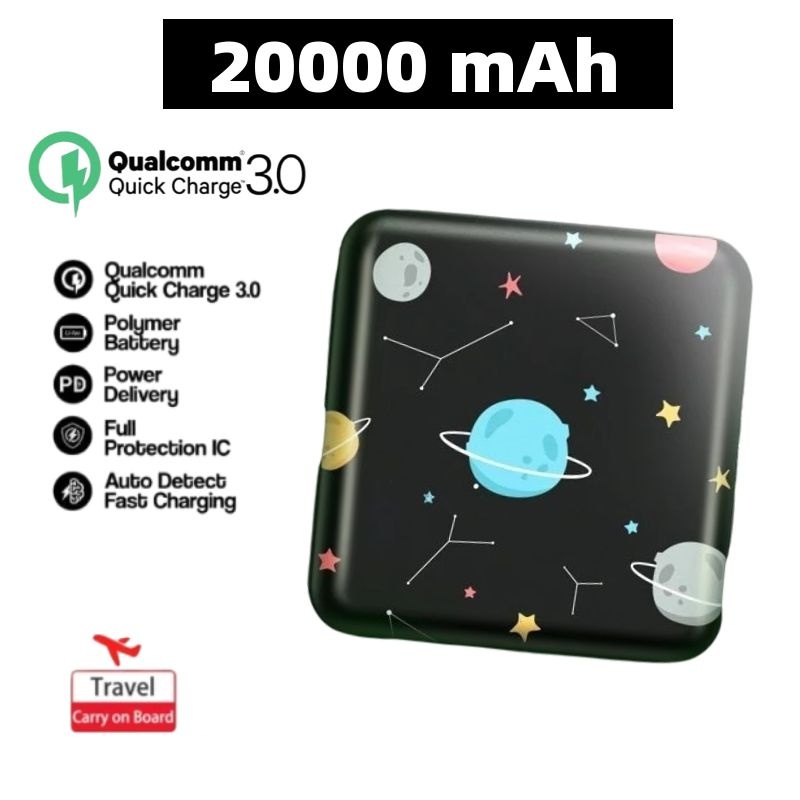 Powerbank 20000 mAh Mini Size Portabel Fast Charging Cute Mini Kartun