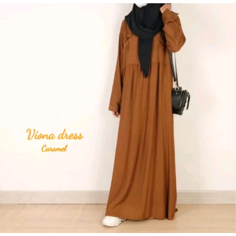 Gamis Wanita Variasi Kantong Depan Warna Hitam / Gamis Wanita Bahan Syakilla