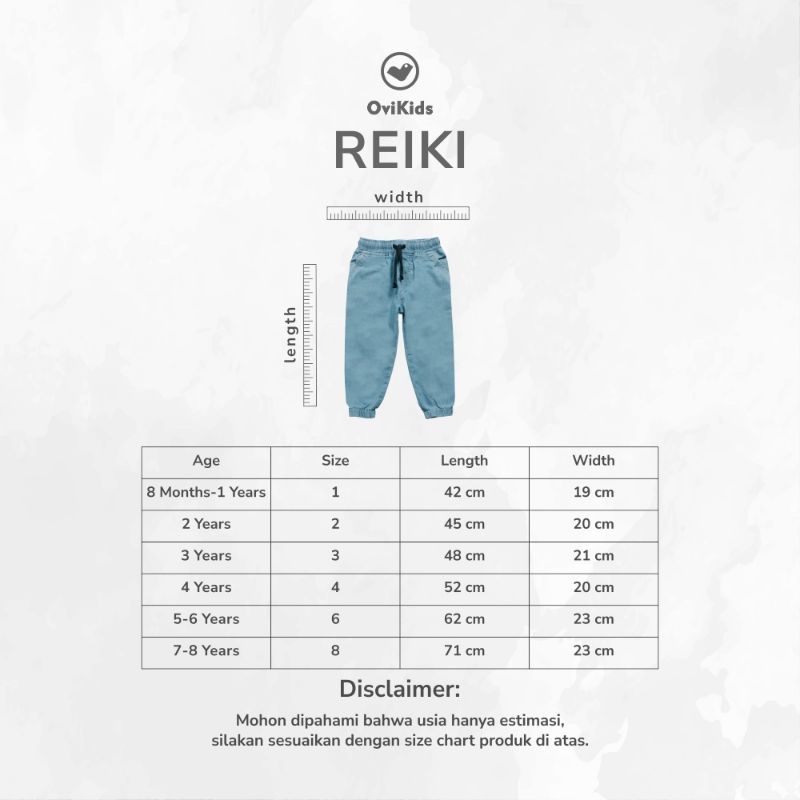 ovikids Celana panjang jeans denim joger reiki