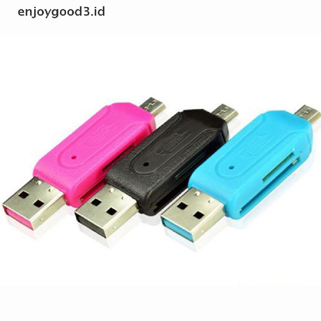 2in1 Adapter Card Reader Micro USB 2.0 OTG SD TF Untuk Android Samsung