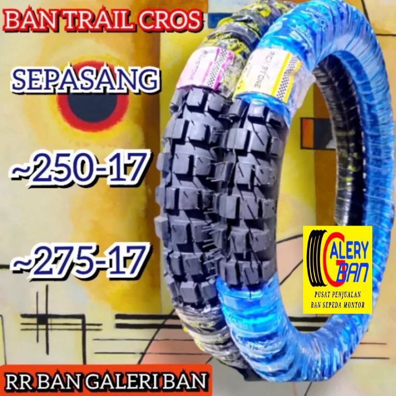 promo sepasang 2 ban motor cros cangkul 250-17 dan 275-17 ban bebek ring 17 ban cangkul cros tril ba