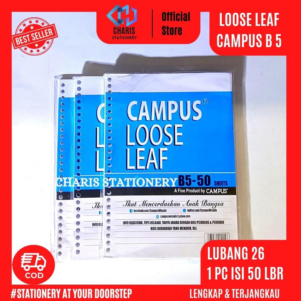 

CHARIS STATIONERY - Kertas Tulis CAMPUS Loose Leaf B5 Isi 50 Lembar/Pak