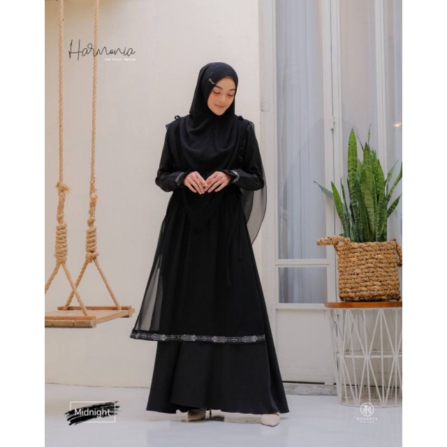 HARMONIA DRESS MOM ABAYA OUTER SET PASHMINA/ DRESS ONLY ORI by NARARYA PREMIUM