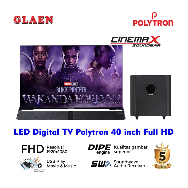 Tv Led Polytron Full HD 40 inch PLD 40BV8958 | Led Polytron Cinemax Soundbar 40 Inch 40BV8958  Digital TV