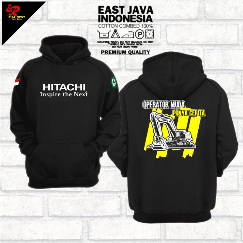 Jaket Hoodie Alat Berat Exavator Hitachi