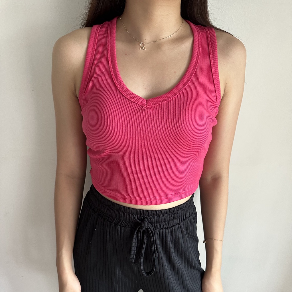 HARA TOP | Ribbed Tank Top Crop Summer Tanktop Rib Kaos Basic