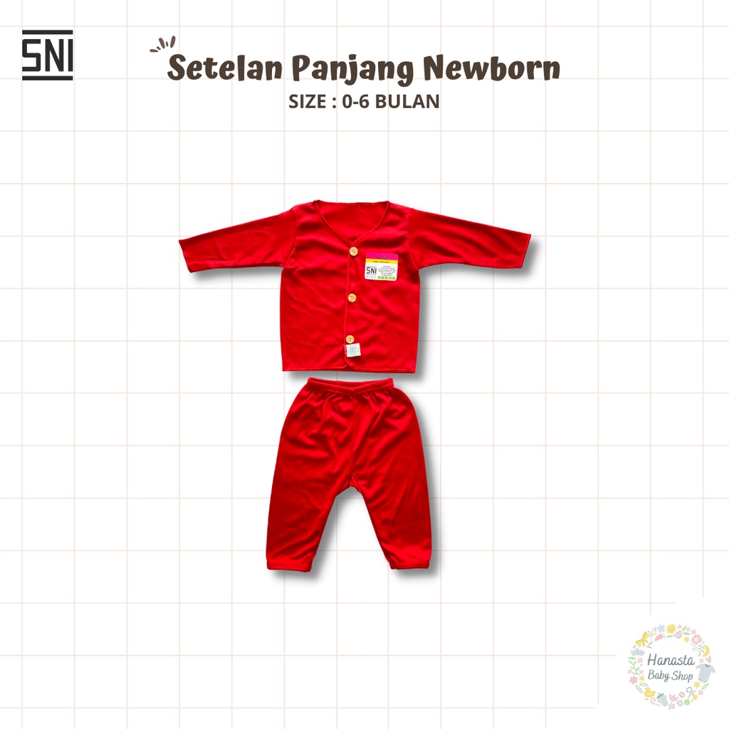 Baju Bayi Newborn Setelan Panjang Polos Baru Lahir Katun 0-6 Bulan