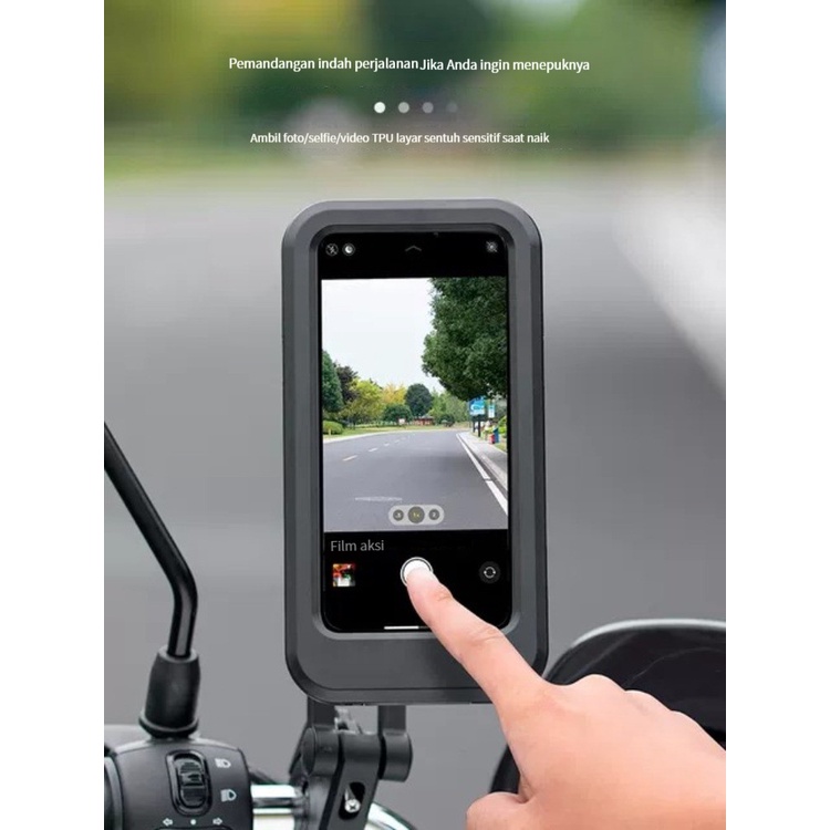(Stok tersedia, dikirim dari Jakarta) Dudukan ponsel mobil listrik, baterai sepeda, sepeda motor, penutup tahan air, braket navigasi tetap