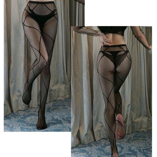 Stoking Net Stocking Celana Pantyhose Wanita Jaring Motif Silang