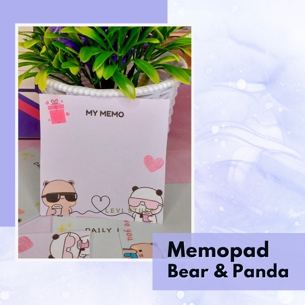 

Memopad Bear & Panda / Sticky Note / Kawai / Lucu / Imut / Buku / Diary / Memo / Gift