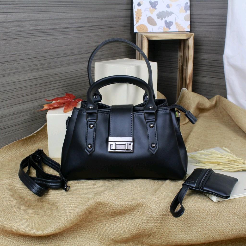 NEW SHOULDER TOTE BAG SNOWLY WANITA 3RUANG MEWAH TERBARU SIZE 26x12x18Cm FREE DOMPET