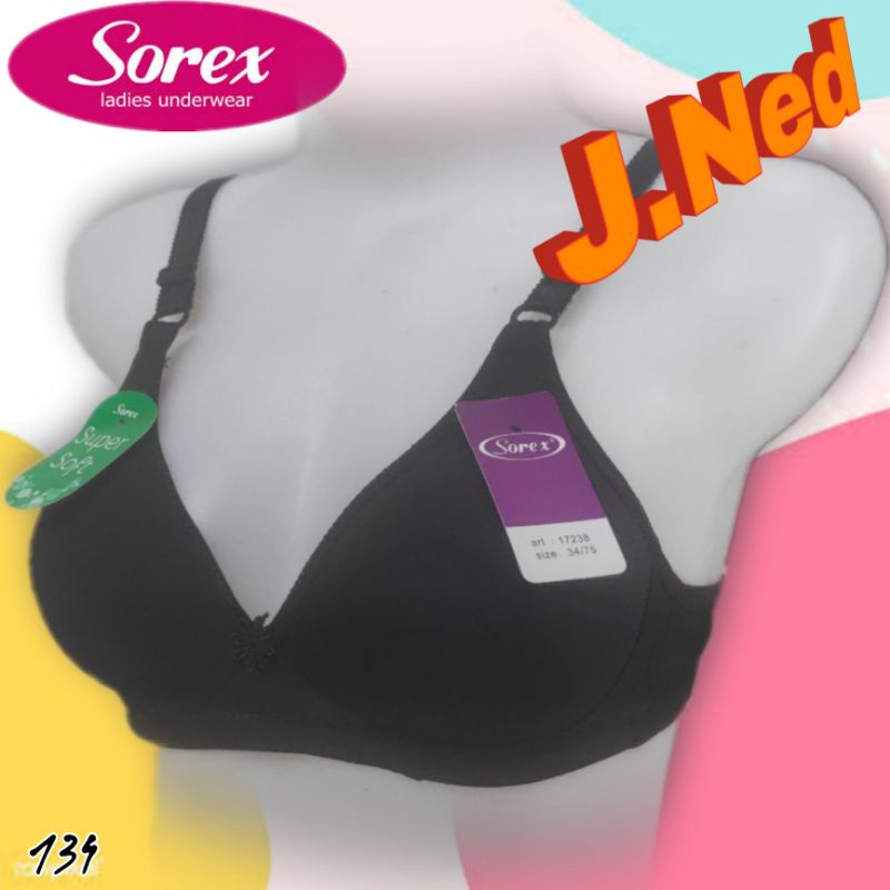 J134 - BRA WANITA SOREX  BUSA TANPA KAWAT CUP KECIL/A SIZE 34 - 40