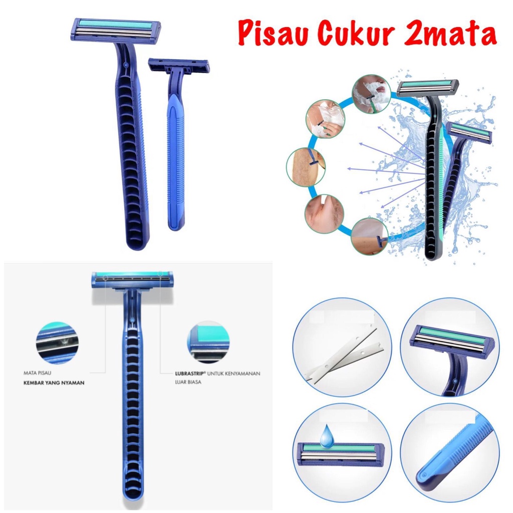 (FO)ALAT CUKUR KUMIS / ALAT CUKUR JENGGOT 2 MATA PISAU / PISAU CUKUR KUMIS / PENCUKUR KUMIS BIRU CUKURAN