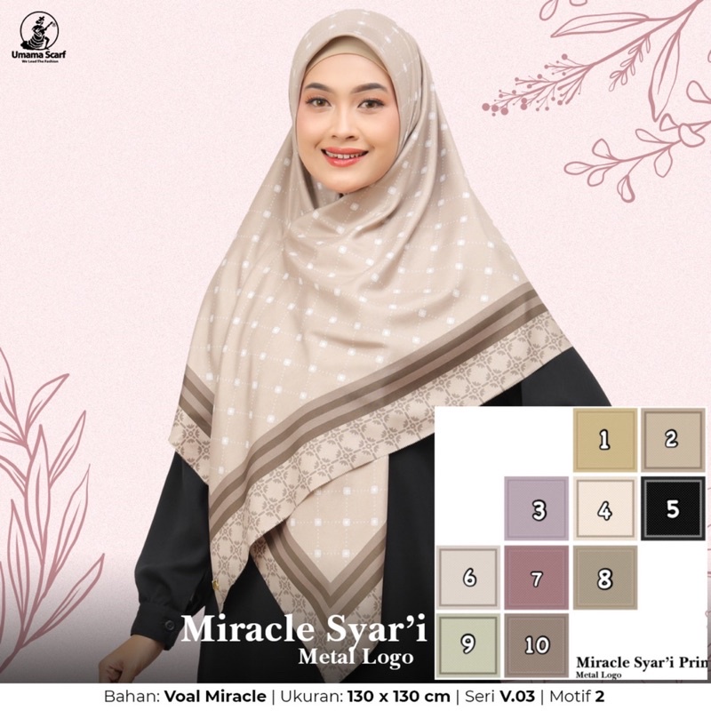 [PART 1] HIJAB SEGIEMPAT VOAL MIRACLE SYARI MOTIF LC