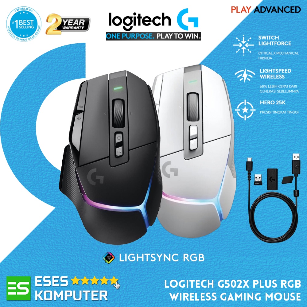 Mouse Logitech G502 X Plus Wireless RGB | Hero Sensor | Mouse Gaming