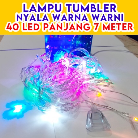 [Paket 10 Biji] Lampu Natal Tumblr Hias Dekorasi 40 LED Panjang 7 Meter Tumbler Nyala Warna Warni Rainbow