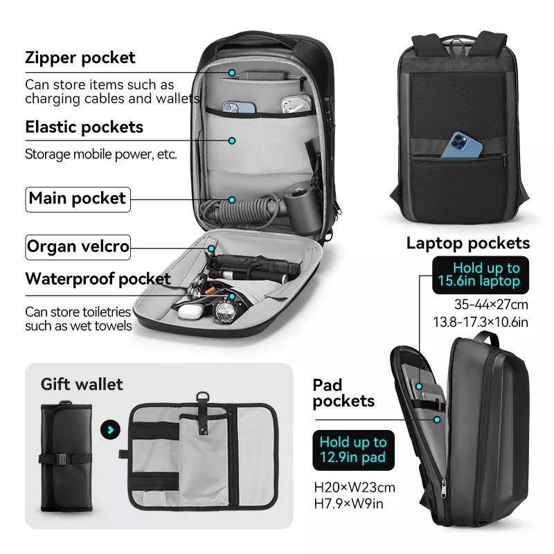 MR2958KR Tas Mark Ryden Ransel Pria Cowok Laptop 15.6 USB TSA Hardcase