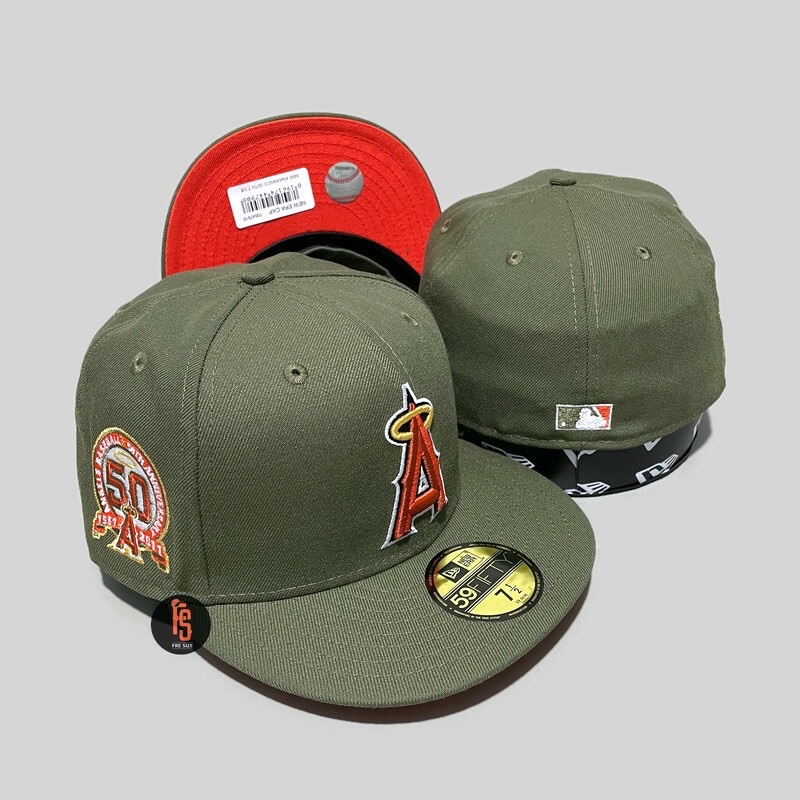 TOPI NEW ERA ORIGINAL 5950 50TH ANNIV LOS ANGELES ANGELS OLIVE UV ORAN