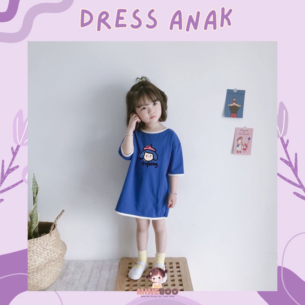 mineboo - DRESS FIGHTING EBV 1-8tahun Dress kaos cotton Baju anak perempuan Pakaian anak cewek Dress Baju atasan perempuan anak perempuan