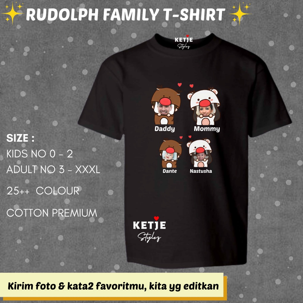 Kaos Baju Distro Twibbon Reindeer Couple Family / Kaos Twibbon Reindeer Rusa Anak Dewasa Pria Wanita