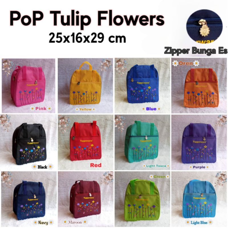 Tas pop bunga tulip/ tas bekal tupperware (stock ready) / tas bekal makan