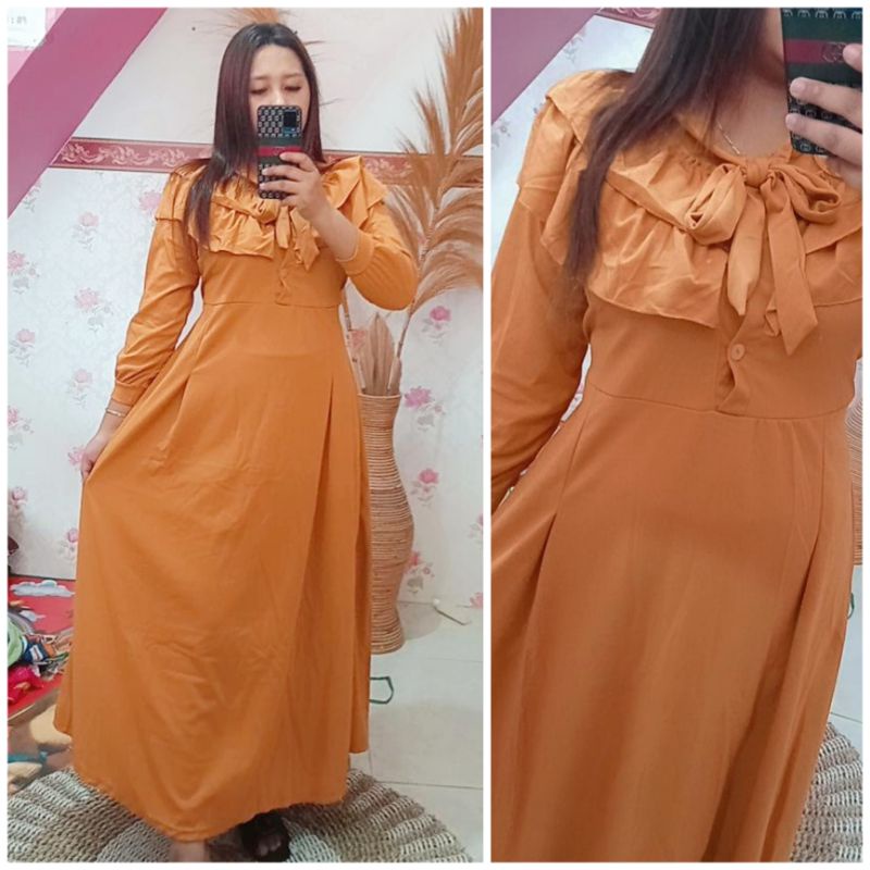Gamis voxy rempel dada pita / Gamis dada rempel pita / Gamis voxy polos pita
