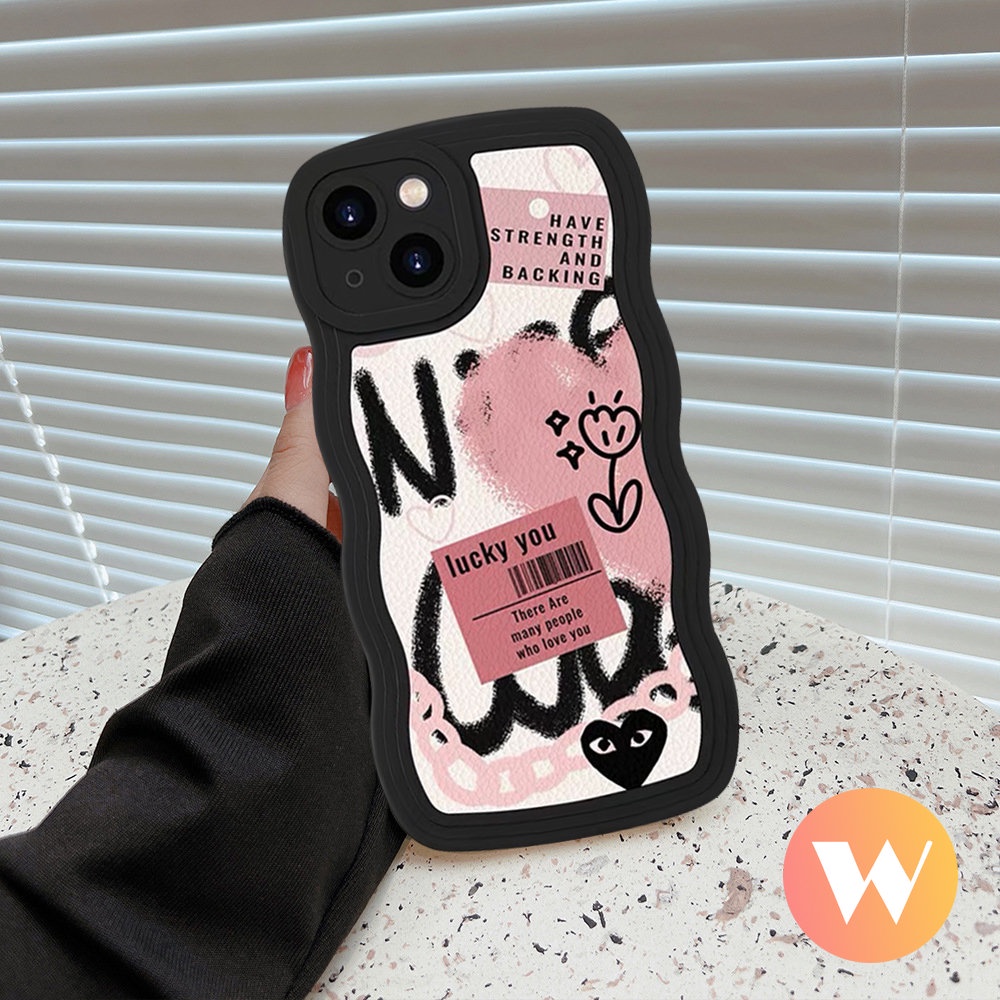 Soft Case Tpu Motif Graffiti Hati Bunga Untuk iPhone 11 13 12 14 Pro Max 7Plus XR X XS Max 14 7 8 6 6s Plus SE 2020