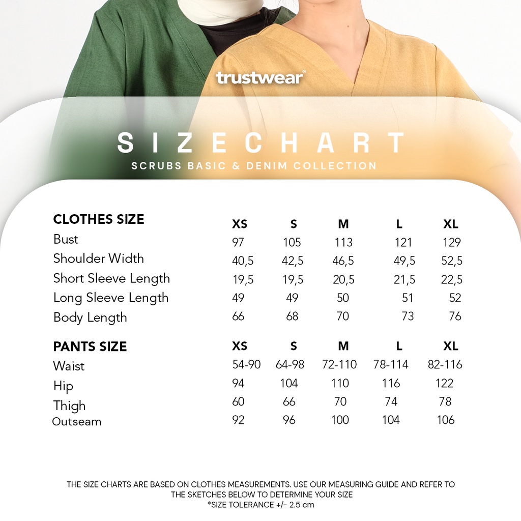 [DENIM COLLECTION] Doctor’s Scrub/Set Baju Celana Jaga  OKA OK Perawat/Dokter Lengan Panjang Red Series [Export]