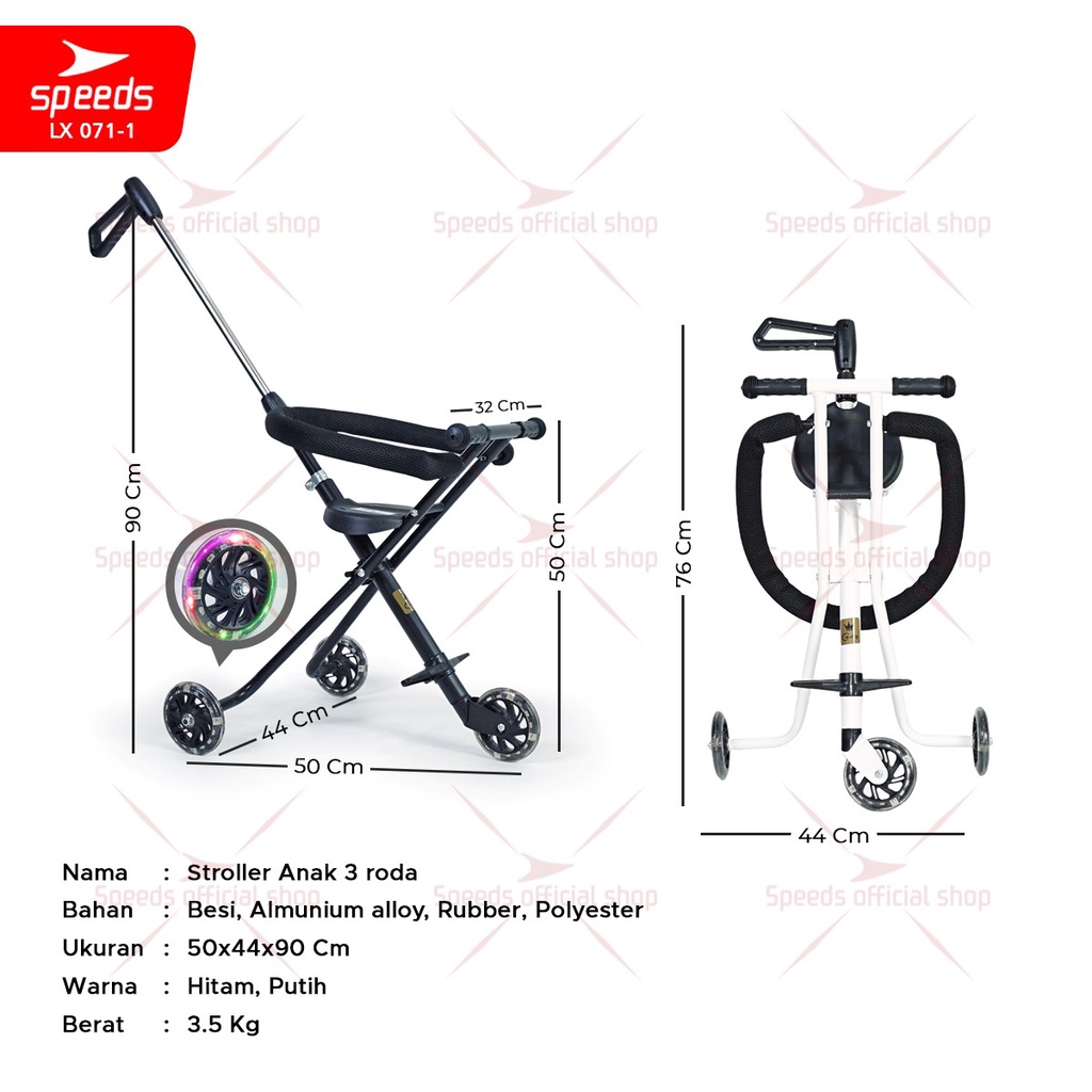 SPEEDS Stroller Kereta Dorong Bayi Portabel Premium Anak Full Cover Fitur Lengkap Newborn Baby Stroller Travel LX 073-2