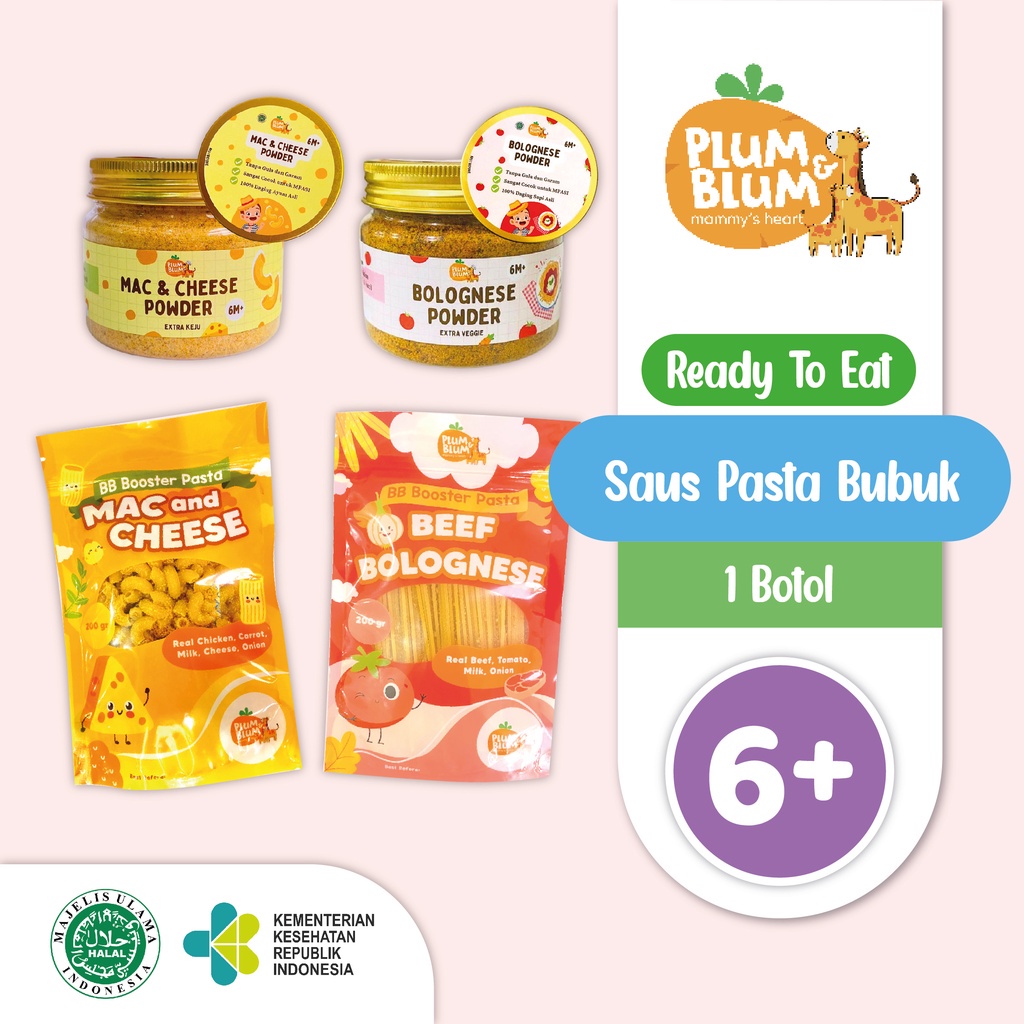 

PLUM & BLUM SAUS PASTA BUBUK MPASI BEEF BLOGNESE MAC N CHEESE NO MSG - 80 gram