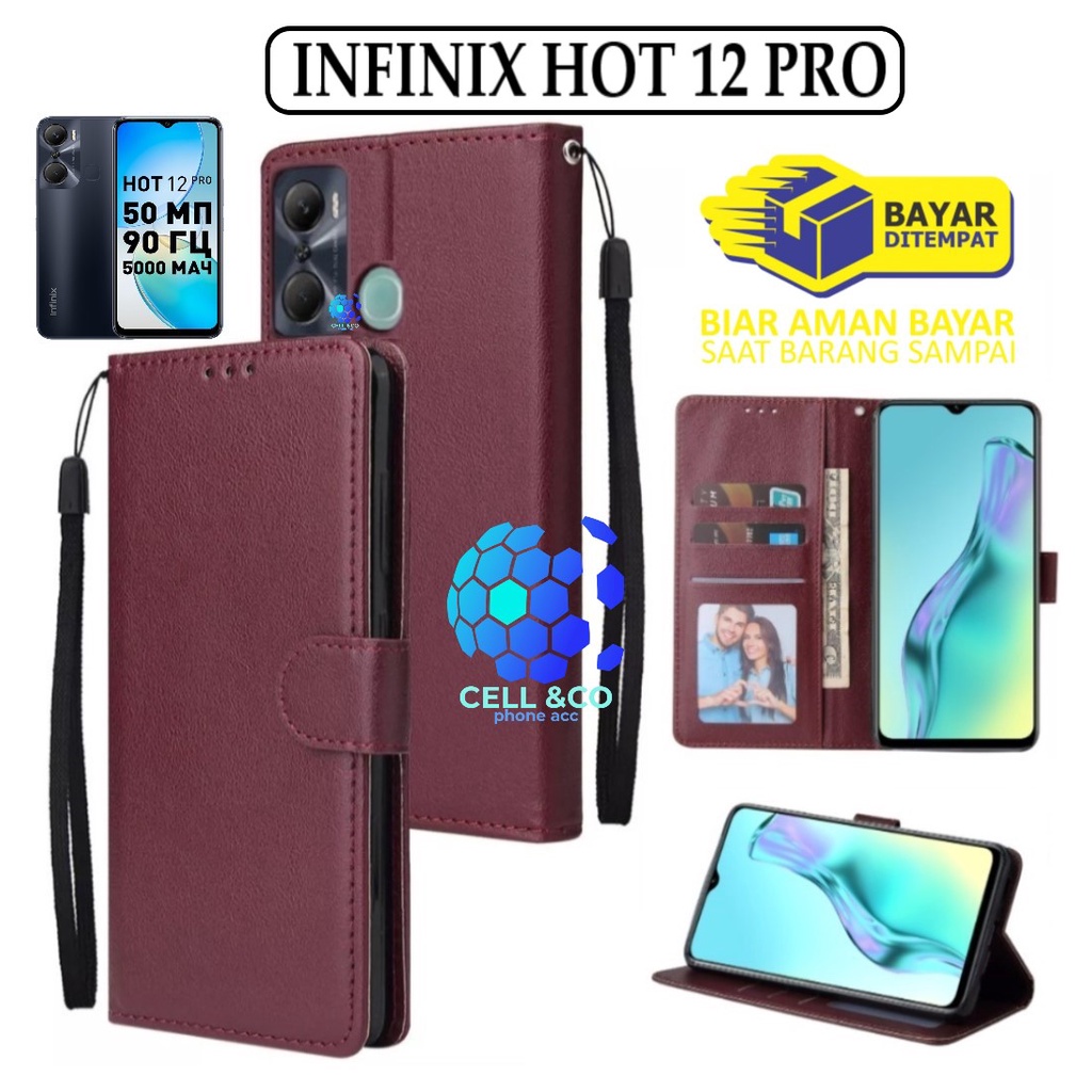 INFINIX HOT 12 PRO CASE FLIP LEATHER WALLET PREMIUM FLIP CASE BUKA TUTUP KESING HP CASING FLIP CASE WALLET INFINIX HOT 12 PRO