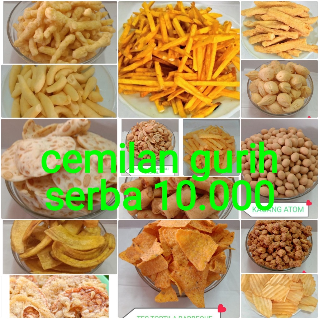 

Cemilan gurih serba sepuluh ribu/Snack gurih serba 10.000