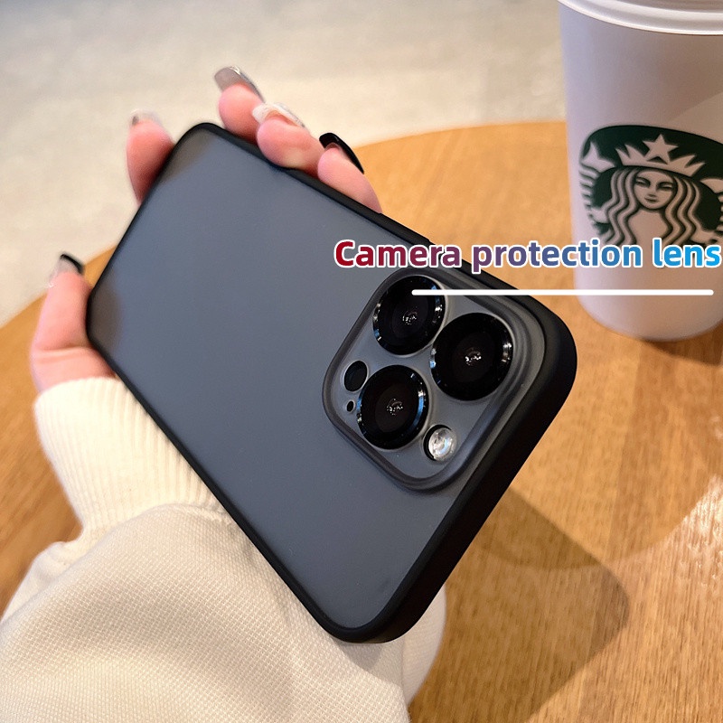 Case Pelindung Lensa Kamera Bahan Logam matte Buram Non slip Tahan Banting Untuk iphone 14 pro max 14 plus 13 11 12 pro max