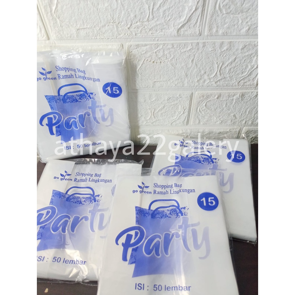kantong kresek PE Bening/ kresek bening transparan ukuran 15 isi 50 pcs PARTY