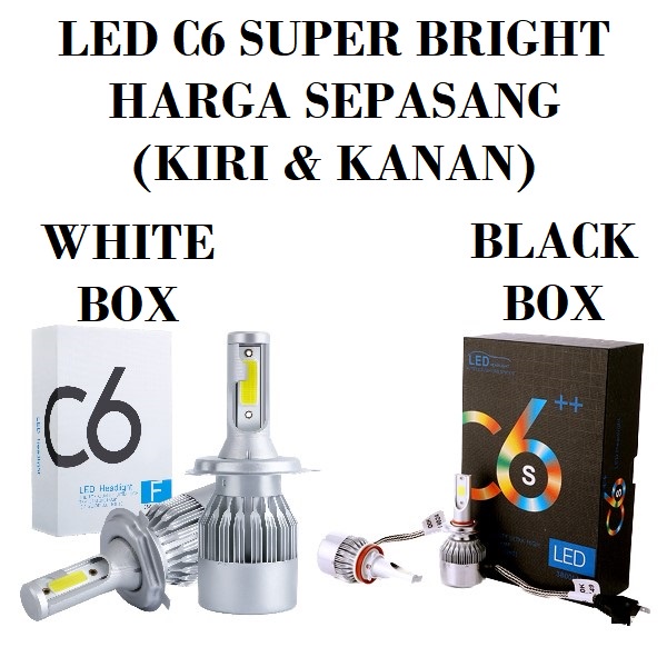 LAMPU C6 LED 36W COB MOBIL SOCKET 1 SET Headlamp Headlight Light Utama Foglamp Head Fog Lamp H1 H3 H4 H7 H8 H11 Terang Super Bright