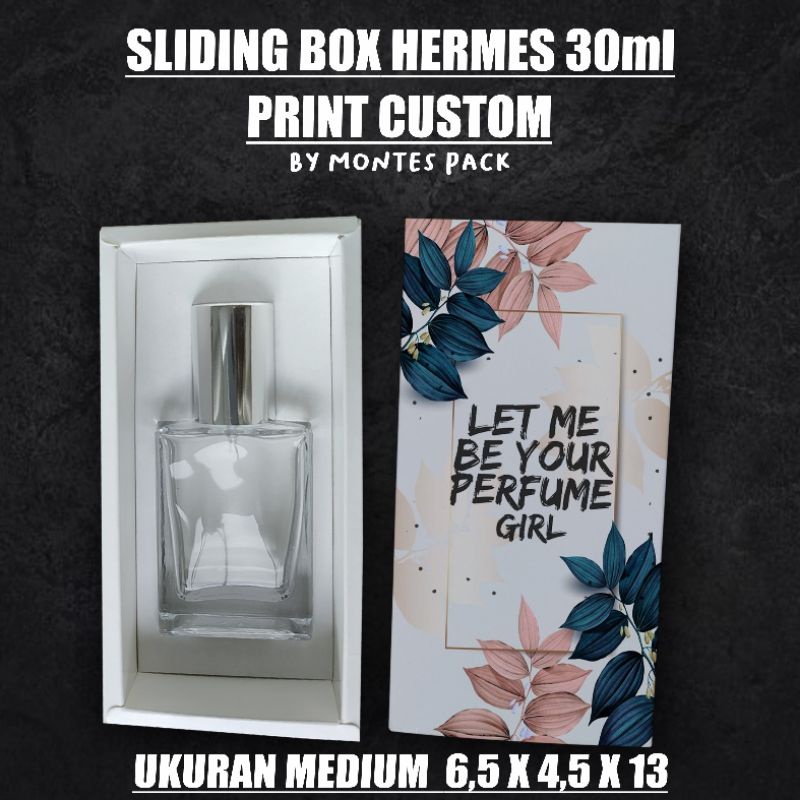 BOX SLIDING PARFUM / UNTUK BOTOL HERMES 30ML / slide box botol custom print
