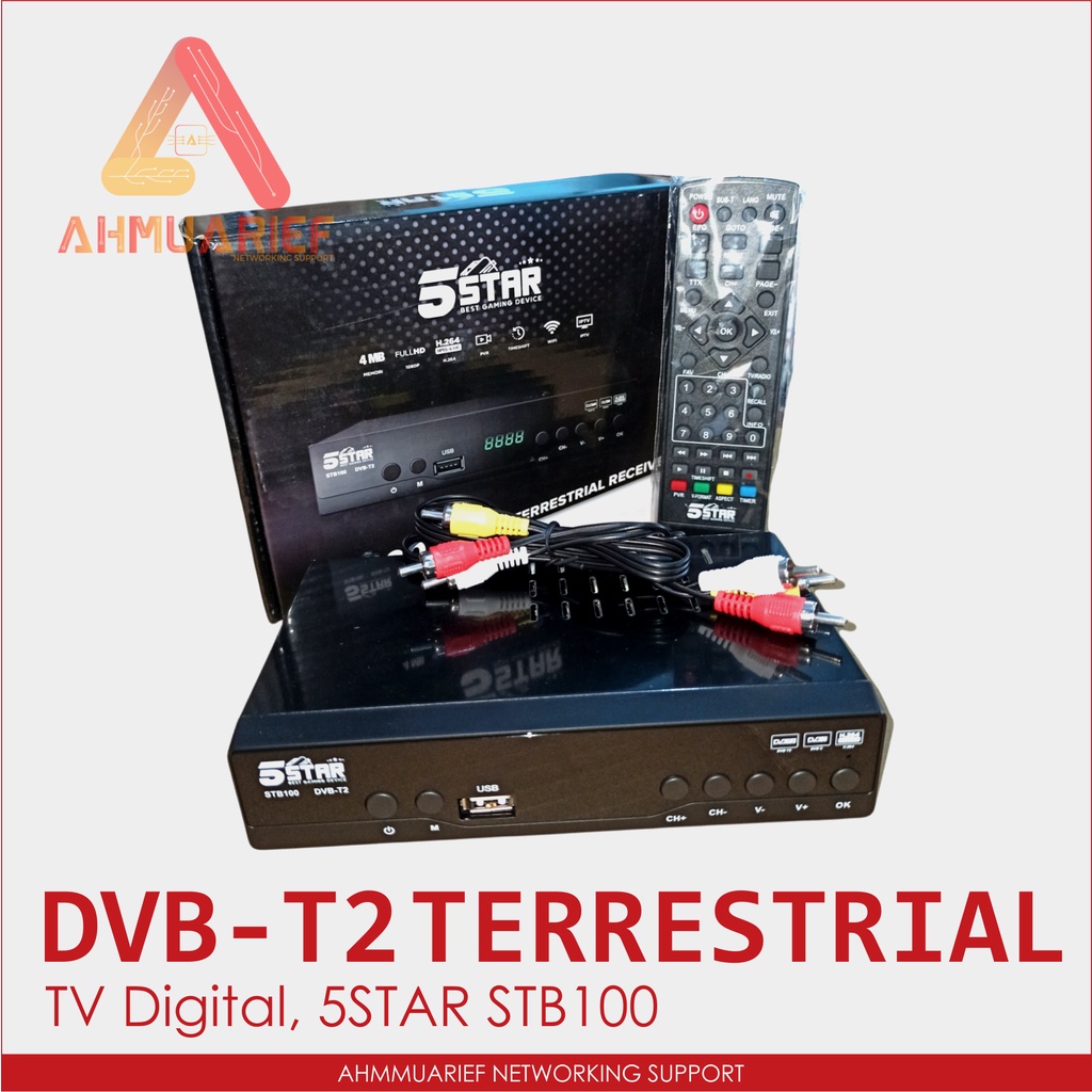 5STAR STB100 TERRESTRIAL RECEIVER DIGITAL TV SET TOP BOX STB DVB T2 ANALOG TO DIGITAL PENERIMA SIARA