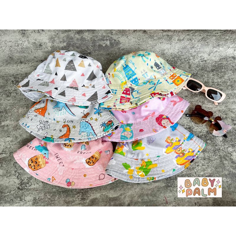 BUCKET HAT ANAK MOTIF BOLAK BALIK - TOPI BULAT ANAK - BUCKET HAT ANAK - BUCKET HAT BAYI