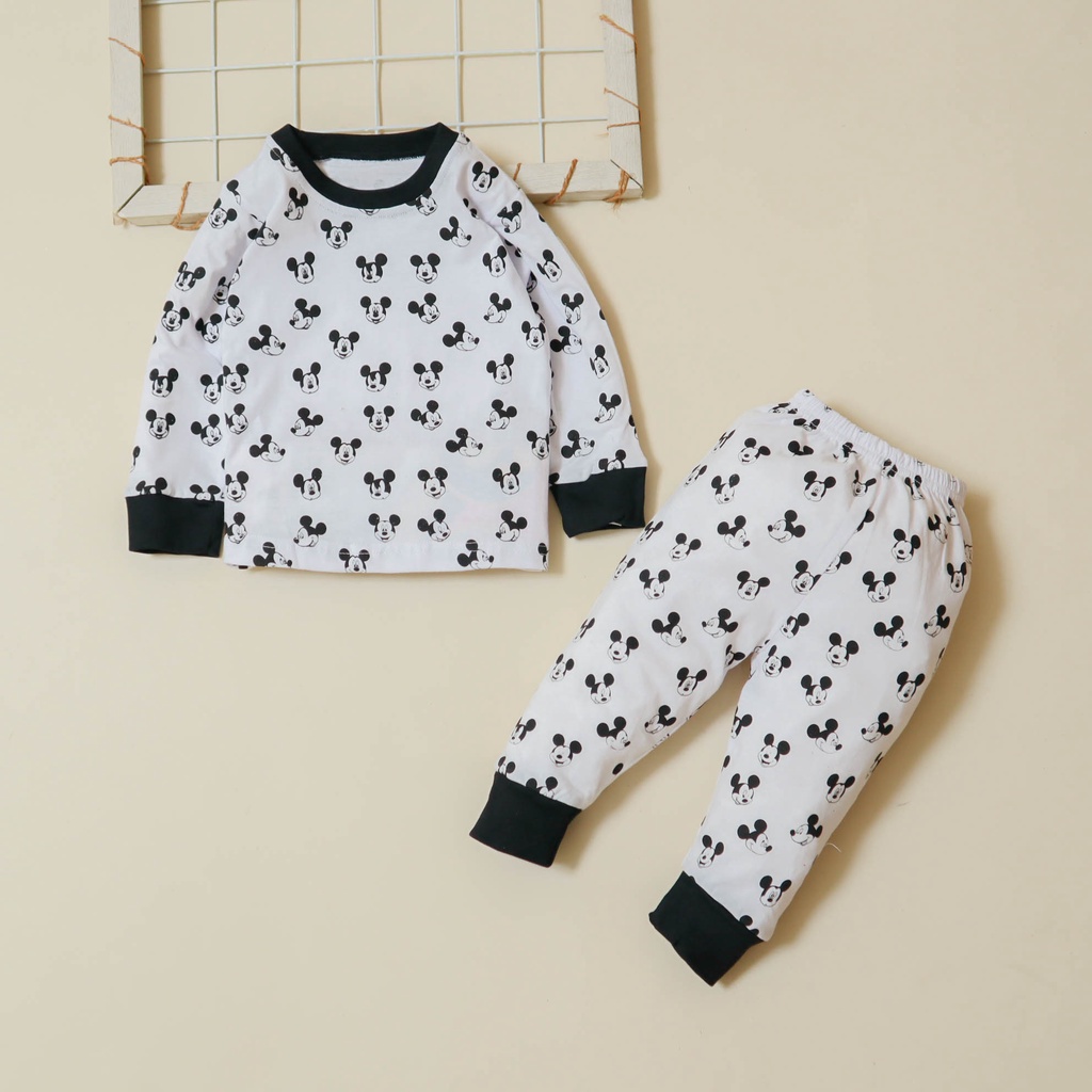 Setelan Baju Celana Anak Bayi Laki-laki Perempuan usia 6 bulan - 5 tahun Piyama Mickey Mouse Panjang