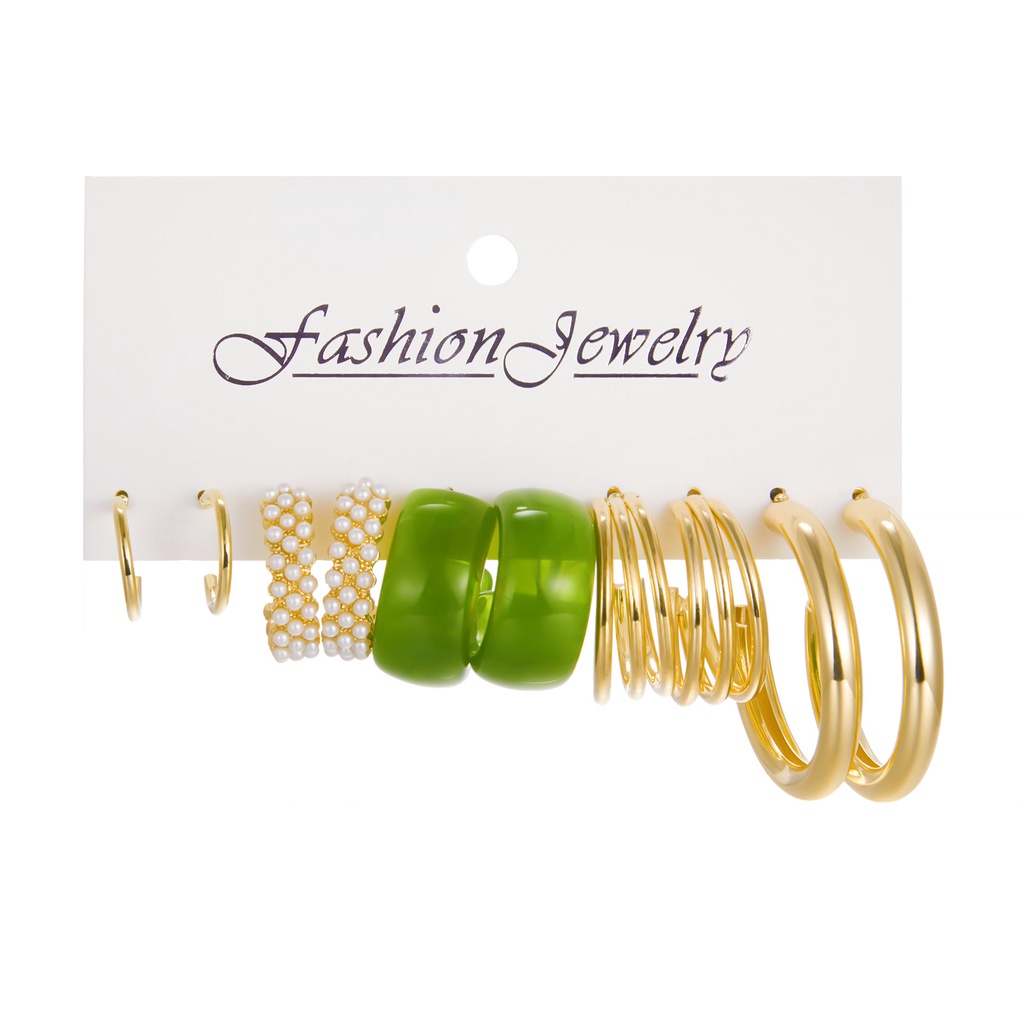 6 / 9 Pcs / Set Anting Hoop Rumbai Kristal Mutiara Kupu-Kupu Hati Oversize Gaya Retro Untuk Wanita
