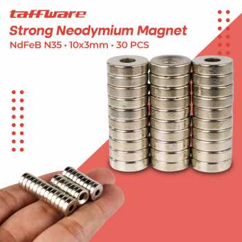 GS7i Taffware Strong Neodymium Magnet Ndfeb N35 10x3mm 30 Pcs D21 Silver Ori-YA